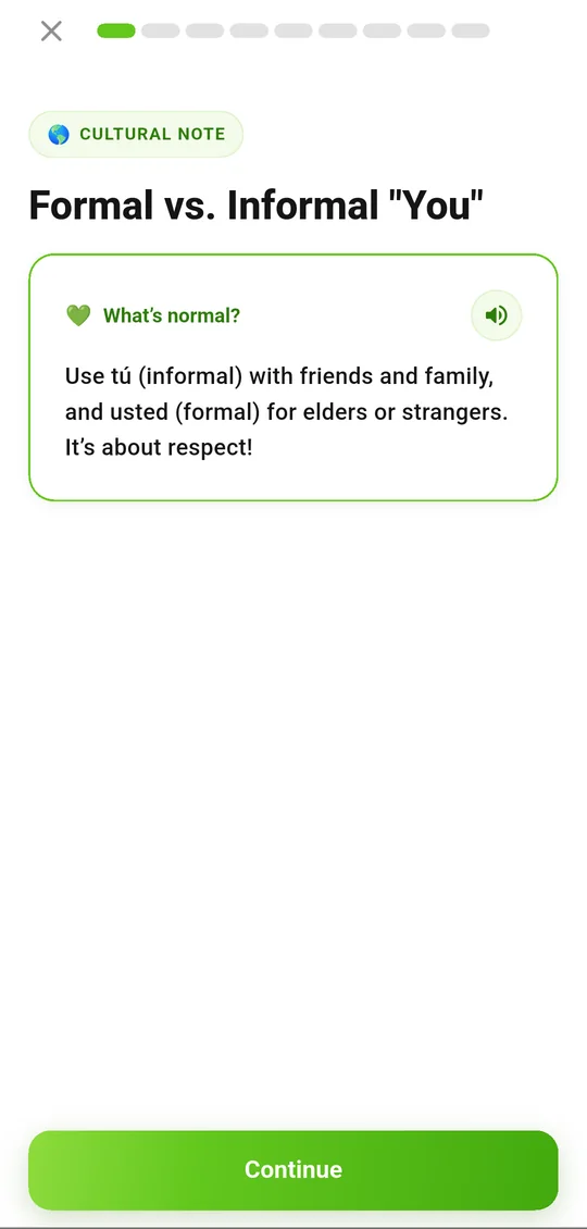A cultural note inside a lesson: Formal vs. Informal “You”.