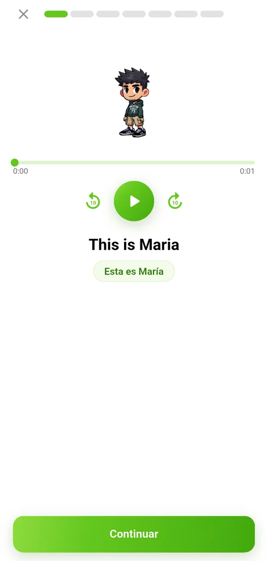Escucha: Escucha el audio y su traducción, las veces que quieras.