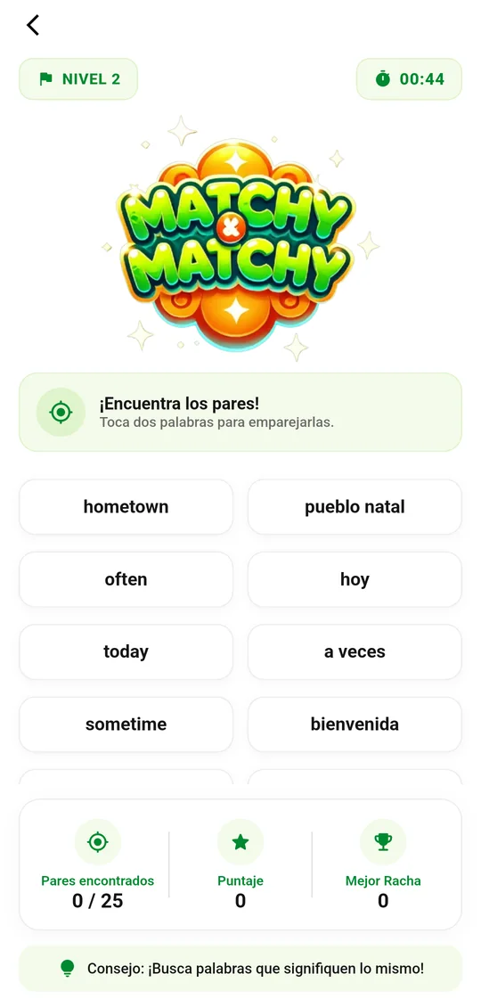 Empareja: Toca las parejas antes de empezar a dudar.